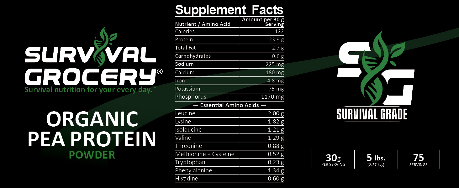 Organic Pea Protein Supplement Facts